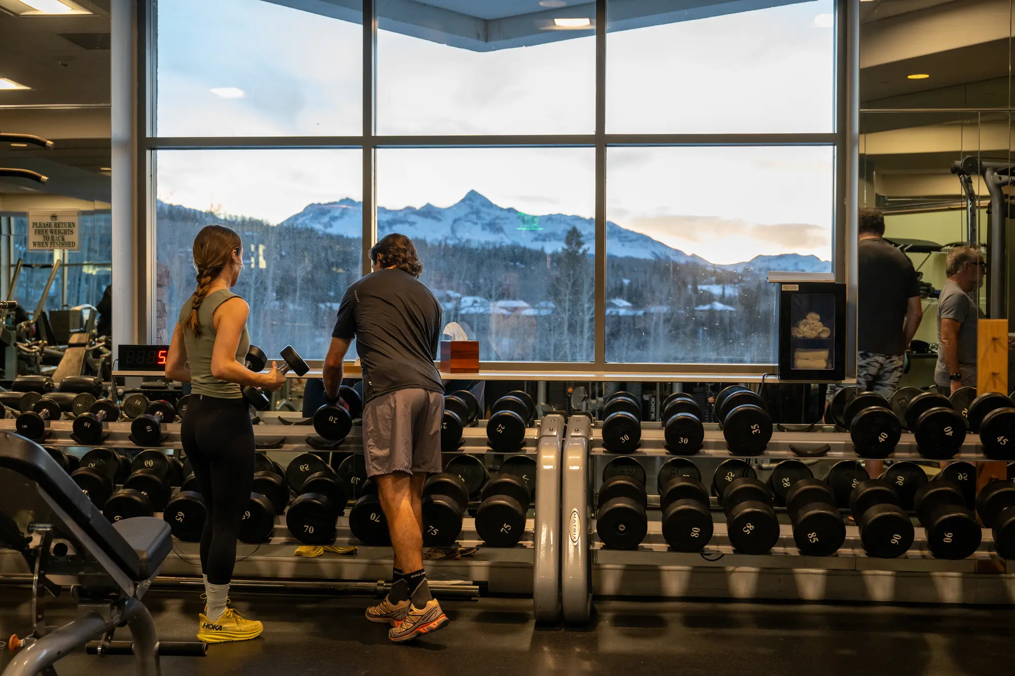 Fitness center with expansive Telluride mountain views